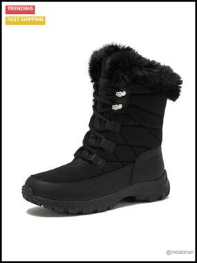 Waterproof Insulated Snow Boots Faux Fur Furry Lined Winter Boots Women